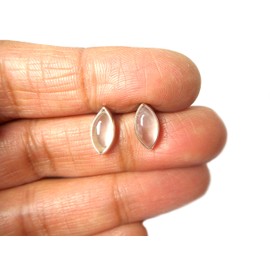 925-5x10mm Rose Quartz Stud Earrings (MRQST1404171), Sterling Silver, Quartz