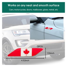Dickno 2 PCS 3D Tricolor Flag Emblem, Aluminum Car Front Fender Badge Sign Emblem, Auto Stickers and Declaration Decals, Universal Exterior Decor Accessories for All Vehicles (Canada)