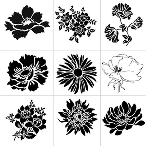 Lottoy 9 pieces / 1 set of flower DIY hollow