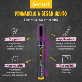 Securit SMA510-VT Liquid Chalk Marker, Violet, Medium 2-6mm Nib, Multi-Color