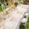 YOUBET 175PCS Ivory Scalloped Plastic Plates - Gold Disposable Dinnerware