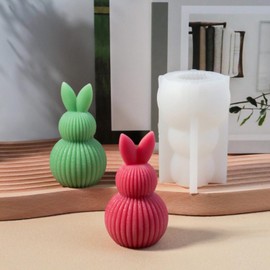 3D Bunny Candle Molds Silicone Easter Silicone Candle Molds Rabbit Molds for Candle Epoxy Resin Soap Wax Polymer Clay Craft Making Home Decor
