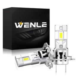 WENLE H7 LED Headlight Bulb, Compatible with New Vehicle Inspection, 8 Times Brightness, 18,000 LM (9000 LM x 2), 60 W (30 W x 2), White, 6000K Compatible with DC 12V Cars, Constant Current Circuit,