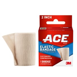 ACE Brand Elastic Bandage with Clips, Adjustable for Secure, Moderate Support, 2", One Size Fits Most(Pack of 2)