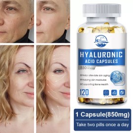 Hyaluronic Acid 850mg 120 Capsules Vitamin C Wrinkles Fine Joint and Skin Health