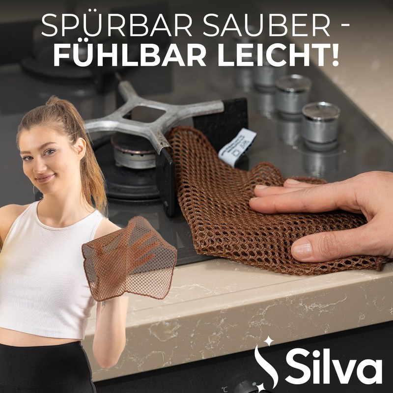 Silva Premium Microfibre Cloths & Wire Tea Towels, Wet &
