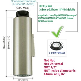 PULL down kitchen faucet sprayer head replacement,| G1/2 male or 13/16inch,| 2-Functions pull out kitchen sink faucet head replacement parts Compatible with RV/Giagni facuet Brushed Nickel