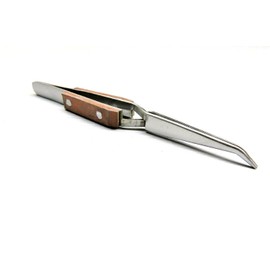 Fiber Grip Tweezers Cross Lock Bent Tip Self Closing Locking Tweezer 4-1/2" Stainless Steel by JTS