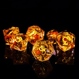 ORUZA DND Dice Set Lord of the Rings, 7 Pieces Polyhedral DND Dice Set Sharp Edge D&D Dice for Dungeons and Dragons Pathfinder RPG MTG Role Play Dice