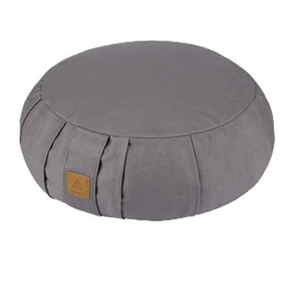 FelizMax Round Zafu Meditation Cushion D=16" H=5.5" Zabuton Meditation Pillow Yoga Bolster Yoga Pillow Floor seat Zippered Organic Cotton Cover Natural Buckwheat Kneeling Pillow-Large (Grey)