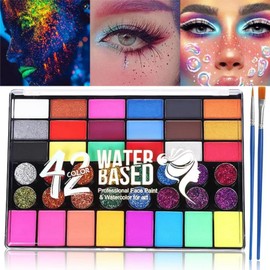 Face Painting Kit,42 Colors Professional Face Painting Kit,Safe Body Painting for Carnival,Colourful Body Paint Colours,Neon Face Paints Glow in Dark,Fancy Dress Face Paints,Face Paint for Festival