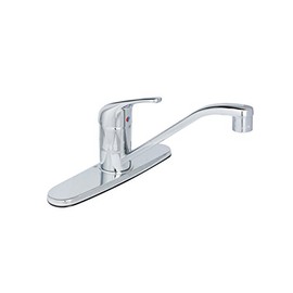 Huntington Brass K1480001 Reliaflo Single Control 8" Center Faucet, with Metal Lever Handles and Deck Plate Included, 360 Degree Swing Angle Spout Kitchen, Chrome