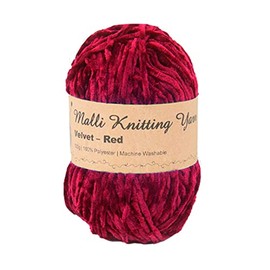 Malli Velvet Yarn Ball 100G Luxurious Super Soft Knitting Crochet Wool -15 Colours (RED)