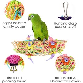 HUIRUMM Bird Chewing and Foraging Shredder Toy - 3 PCS Colorful Hanging Toys for Parrots, Macaws, Parakeets, Cockatiel, Budgie, Finches and Lovebirds - Pet Bird Cage Accessories