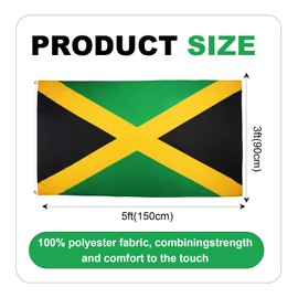 Jamaica Flag 90 × 150 CM (3ft x 5ft) Jamaican Banner 2 Brass Grommets Double Side Vivid Color Fade Resistant for August Decor Culture Day National Heroes' Day Black History Month Decorations