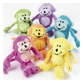 Neon Stuffed Animal Monkeys - Toys and Party Favors - 12 Pieces