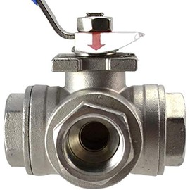 Megairon 3/4" NPT Female T-Type Ball Valve with Heavy Duty Blue Vinyl Insulation Handle, 3-Way, 316 Stainless Steel,WOG1000 (3/4")