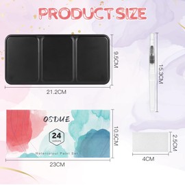 OSDUE Watercolour Paint Set, 24 Colours Gouache Paint Set, Watercolour Paint Box, Watercolour Painting Box with Water Tank Brush, Brush, Sponge, Perfect Travel Watercolour Set for Beginners / Artists