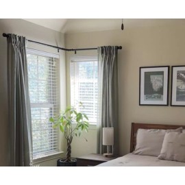 Nicecho L Shape Heavy Duty window Curtain Rod adjust to fit size for 2 corner Windows BL
