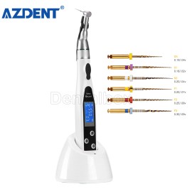 AZDENT Dental LED Wireless Endodontic Endo Motor 16:1 Contra Angle/6pc NiTi Rotary File - Full set