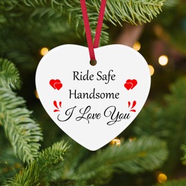 Biker Gift Christmas Ornament Ride Safe Gift Motorcycle Decor Ceramic Ornament New Driver Gift for Biker Valentine's Day Gift for Biker Couple Gift for Boyfriend Husband Anniversary Birthday Gift