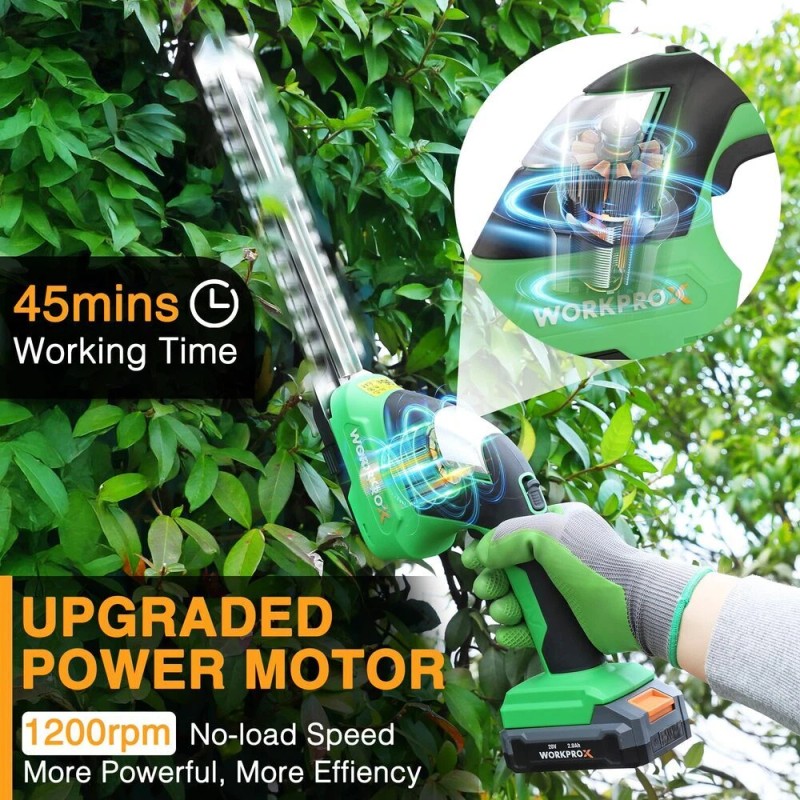 WORKPROX 20V Cordless Grass Shears Shrubbery Trimmer 2-in-1 Hedge Shears/Trimmer