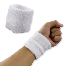 SZXMDKH 2Pack White Sweatbands Sports Wristband Cotton Sweat Band for Men and Women, Good for Tennis, Basketball, Running, Gym, Working Out Old School