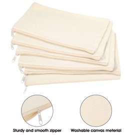 40 Pieces Canvas Pencil Pouch Zipper Makeup Cosmetic Bags Case Blank Craft DIY Bags Multipurpose Toiletry Stationary Storage Bag for Women Students Travel School (White)
