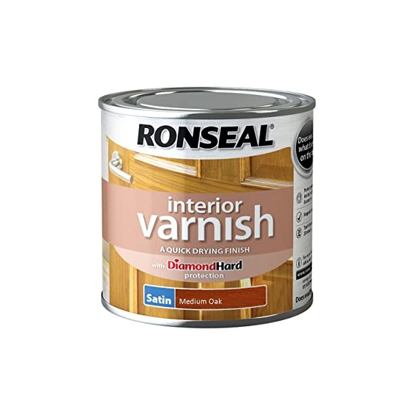 Ronseal RSLIVSMO250 250ml Quick Dry Satin Interior Varnish - Medium