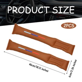 Zueyen 2 Pieces Car Seat Gap Filler Set, PU Faux Leather Car Seat Gap Filler, Car Accessories Interior, Universal Accessories Soft Pad for Car Seat (Brown)