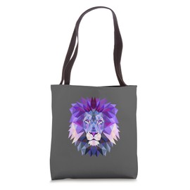 Lion Zodiac Astroface Purple Chakra Eye OM Polygon Tote Bag