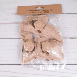 Hearthside Mini Bunny Ornaments with Flower Set of 3 Rustic Fabric String Hanger