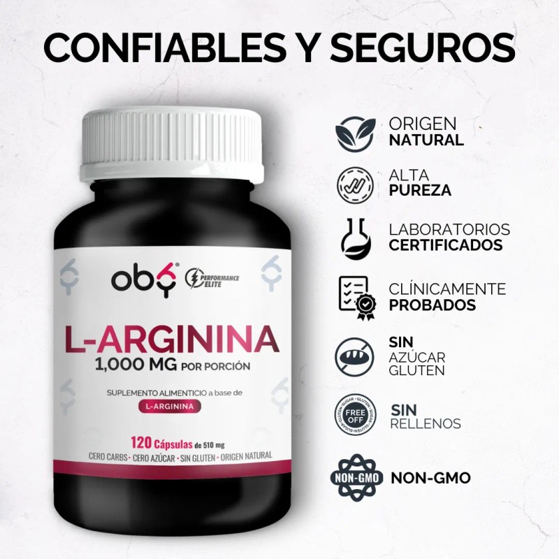 Oby L Arginina 1000mg 120 Caps Máxima Potencia Y Absorción