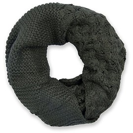 styleBREAKER knit loop scarf with pattern mix, single-colour fine-knit snood, winter knit scarf, unisex 01018153, color:Olive-Green
