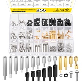 Mardatt 256Pcs M3 Male Female Hex Spacer Standoff, Nickel Plated/Brass/Nylon Hex Spacer Standoff Screw Nut Assortment Kit, Metric Male-Female Threaded Hex Standoff for Fixing Circuit Board
