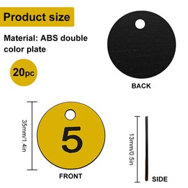 TUKNN TUKNN Zahlenmarken, Nummeriert Kennzeichnungsmarken, Schl1sselmarken, Kunststoff Schl1sselanh?nger Zahlen, Zahlenanh?nger, F1r Hotels Fitnessstudio, Gelb(1C20)