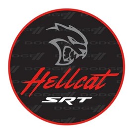 Dodge SRT Hellcat Logo Premium Screen Printed Round Sticker 4" x 4"