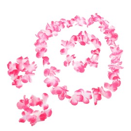 BESPORTBLE Hawaiian Flower Headband Necklace Bracelet Set Pink Floral Crown Accessories for Beach Parties Weddings Luau Celebrations Unique Aesthetic Versatile Design
