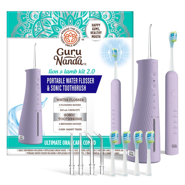 GuruNanda Lion & Lamb Kit 2.0, Electric Toothbrush with Water