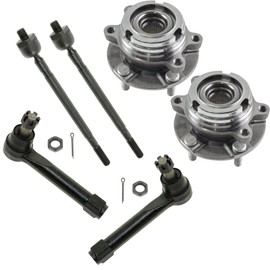 TRQ Front Steering & Drivetrain Kit Tie Rod Wheel Hub Bearing Assembly Compatible with 2004-2009 Nissan Quest