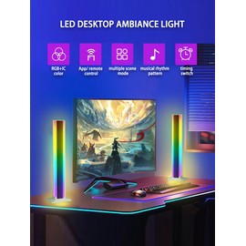 NiujunDK Game Table lamp, TV Background lamp, Computer Decoration lamp, RGB Light bar, Room Smart LED Light bar,16 Million Colors, Dynamic Music Synchronization Mode USB Interface