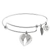 Rhodium On 925 Sterling Silver Angel Guardian Wing CZ Heart