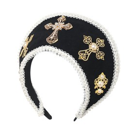 Tudor Queen Coronet Hooded Hat for Women Anne Boleyn Hat Headwear Elizabethan Headwear French Royal Headband for Cosplay Party