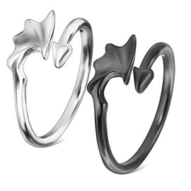 Beavorty 2Pcs Adjustable Couples Rings Unique Angel Comfortable Matching Promise Rings Easy Maintenance for Him and Her