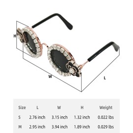 Hosiwei Camellia Diamonds Pet Sunglasses for Small & Medium Dogs/Cats - Cute Costume Glasses for Parties, Halloween, Christmas - Funny Dress Up Accessory for Photo Shoots (Black, Medium)