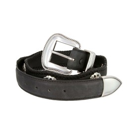 New Men's Card Suits Poker Hand Concho Leather Cowboy Belt(Black, 32")