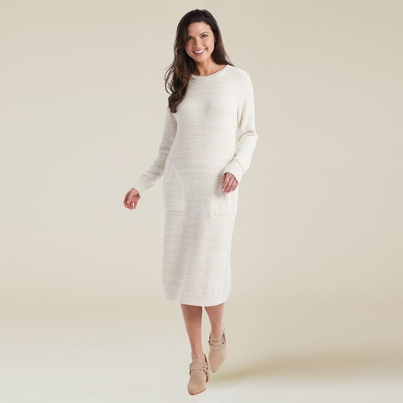 Softies Marshmallow Crew Neck Lounger with Pockets, Heather Stone, XS