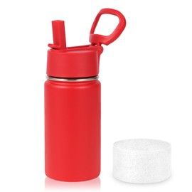 Volhoply Termo para Niños 400 ml, Acero Inoxidable Doble Pared Aislamiento al Vacío, Totalmente Antifugas, Tapa con Popote y Asa Portátil, Sin BPA, Id