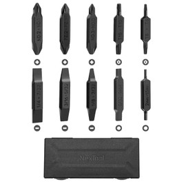 NexTool, Bit Kit, 10 Double-Ended Screwdriver Bit Set for Multi-Tools, NexTool Pocket Tool E1 and Flagship Captain, Slot, Phillips, Hex and Torx Bits with Storage Case Perfect for Camping, on the Go