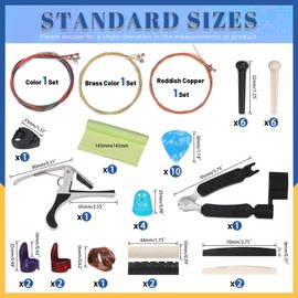 Glarks 57Pcs Guitar Accessories Guitar Tool Changing Kit Including Guitar Picks, Capo, Acoustic Guitar Strings, String Winder, Bridge Pins, Pin Puller, Guitar Bones & Pick Holder, Finger Picks
